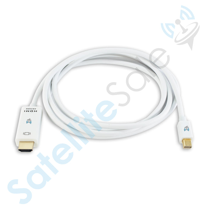 SatelliteSale Uni-Directional Mini DisplayPort to HDMI Cable Male to Male 4K/30Hz 8.64Gbps Universal Wire PVC White Cord