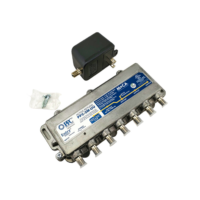 MoCA Enabled 5-Port Active Return Coaxial Amplifier Splitter PPC-5M-U/U