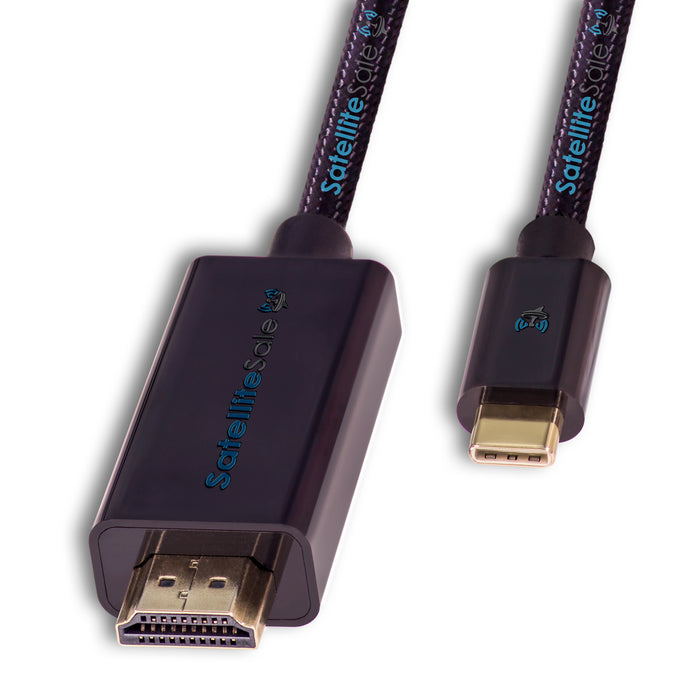 SatelliteSale Adaptador de cable universal USB tipo C a HDMI 4K/30Hz Cable de nailon Cable universal 2160p Cable negro 