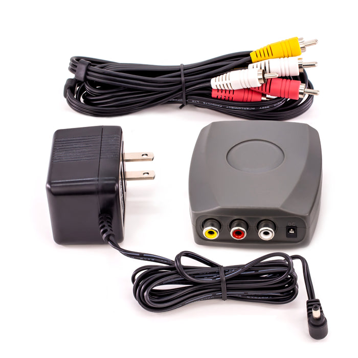SatelliteSale RF Modulador RCA Convertidor Coaxial Compuesto a RF Incluye Cable AV RCA y Cable de Alimentación 