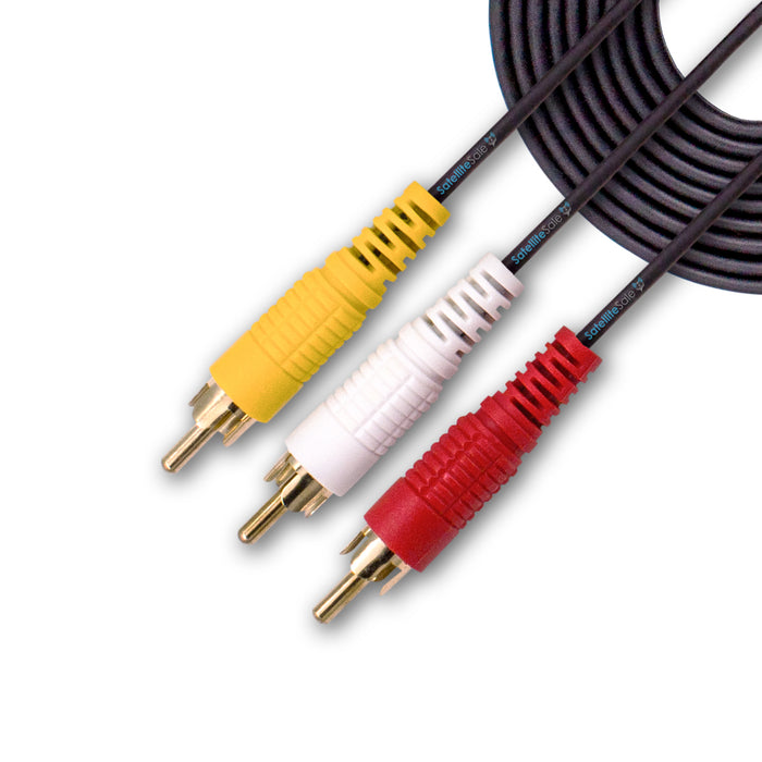 SatelliteSale 3 macho a 3 macho RCA Audio Video AV Cable compuesto Cable universal PVC negro 
