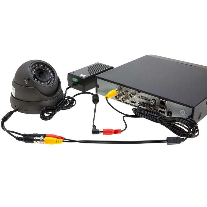 SatelliteSale caméra de sécurité CCTV câble BNC siamois pré-fait 2-en-1 vidéo et alimentation fil universel PVC cordon noir