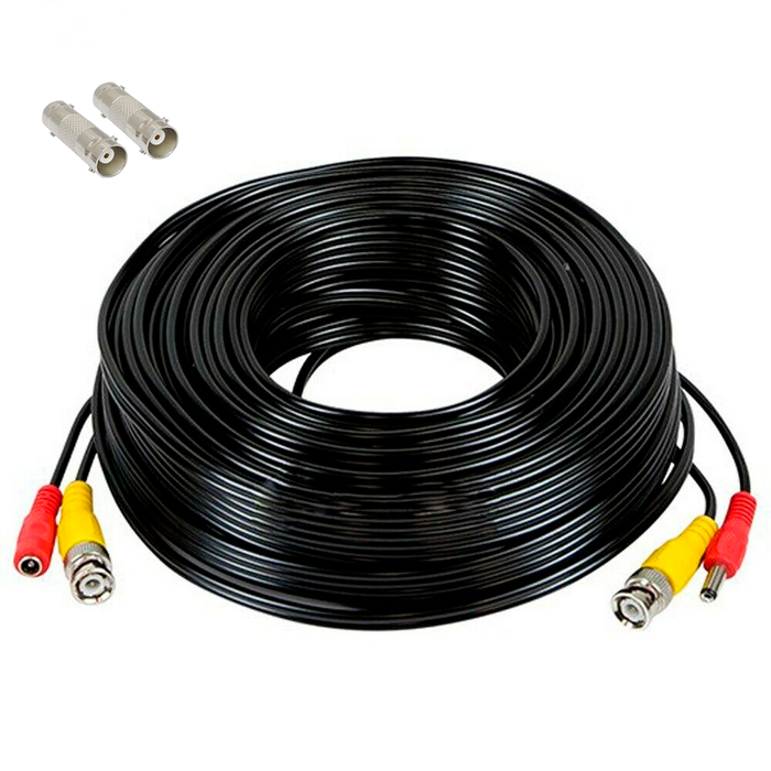 SatelliteSale CCTV Security Camera BNC Cable Siamese Pre-Made 2-in-1 Video and Power Universal Wire PVC Black Cord