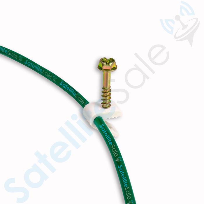 SatelliteSale Flex Cable simple o doble Clips de clavos de tornillo blanco o negro 100 piezas 