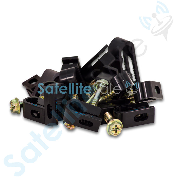 SatelliteSale Flex Cable simple o doble Clips de clavos de tornillo blanco o negro 100 piezas 