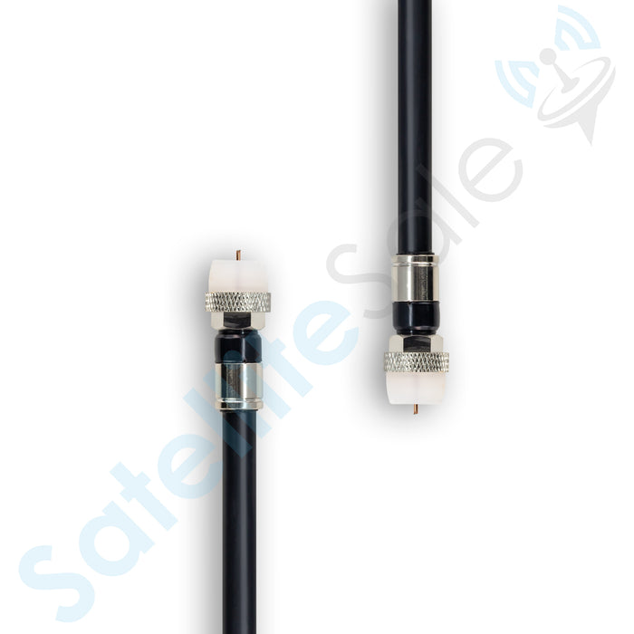 SatelliteSale Câble coaxial numérique RG-6/U 75 Ohm avec connecteurs étanches de type F Fil universel intérieur/extérieur Cordon noir et blanc 