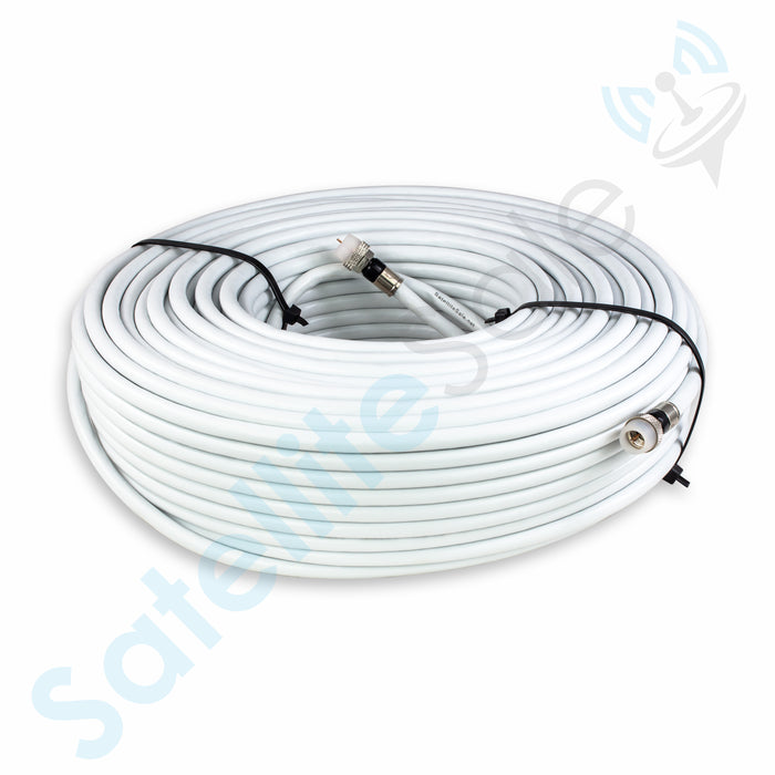 SatelliteSale Cable coaxial digital RG-6/U de 75 ohmios con conectores impermeables tipo F Cable universal para interiores y exteriores Cable blanco y negro 