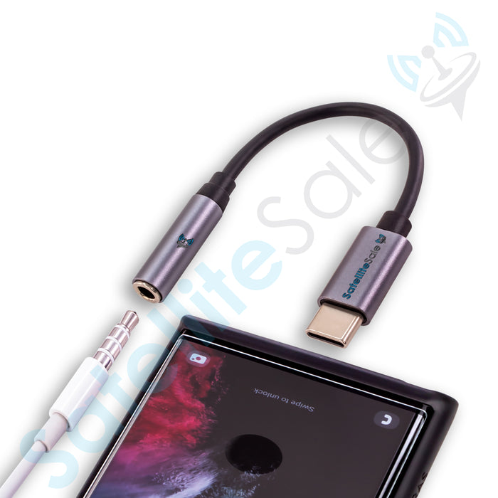 SatelliteSale adaptateur Audio et alimentation universel USB Type C mâle à femelle convertisseur PVC noir et blanc 