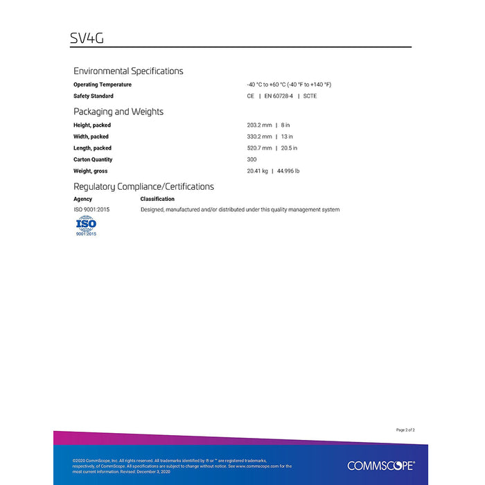 Répartiteur numérique coaxial 4 voies Commscope SV-4G 5-1000 MHz
