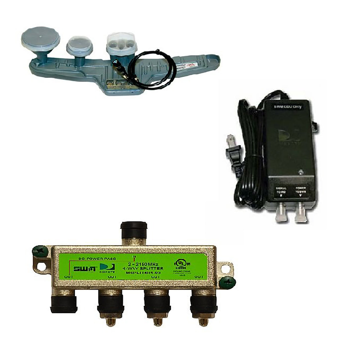 DirecTV SWM SL5S Lnb Kit con alimentación y divisor — SatelliteSale