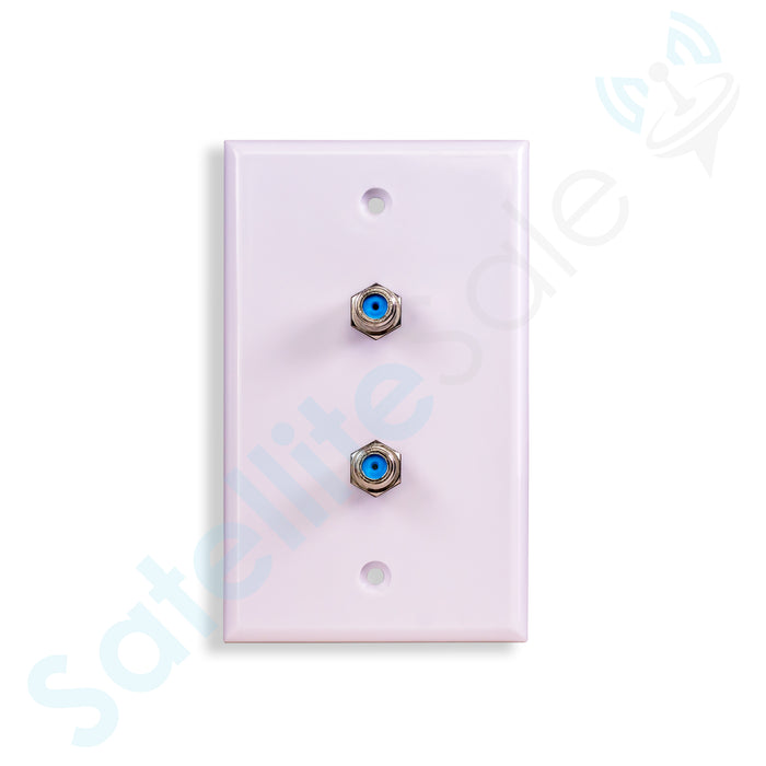 SatelliteSale Coaxial Wall Plate Female to Female F-Type RG-6 2.4GHz Universal Connector White With Screws and a Wall Bracket Included